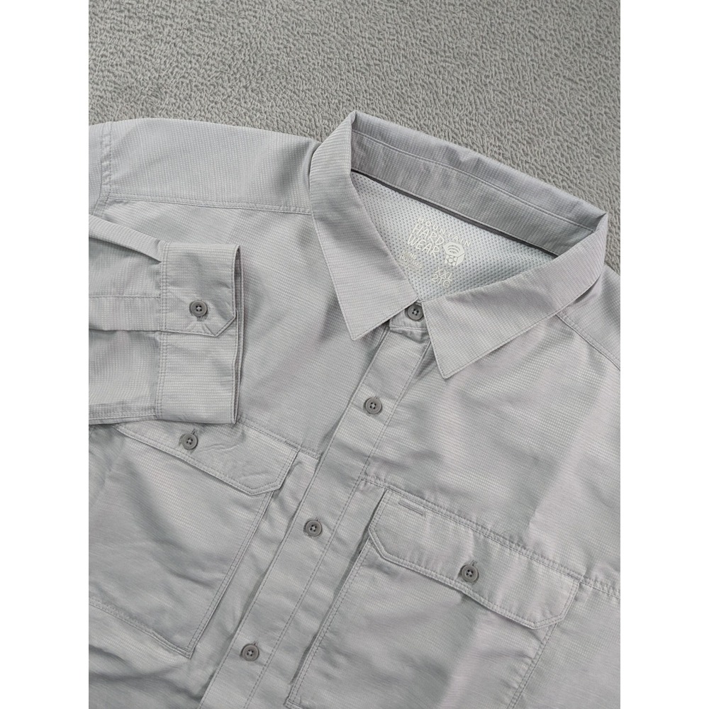 Mountain Hardwear Mens XXL Gray Long Sleeve Hiking Shirt Ventilated Trail Top